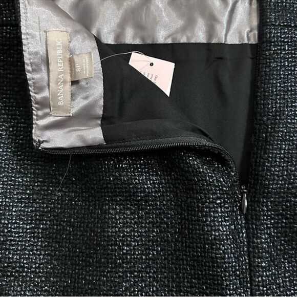 Banana Republic Coated Tweed Black Pencil Above The Knee Skirt Sz 8P - Picture 5 of 12